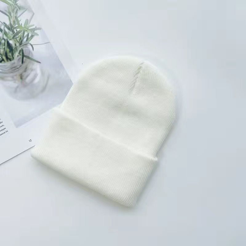 Plain knitted hat winter wool hat hat men and women warm hat