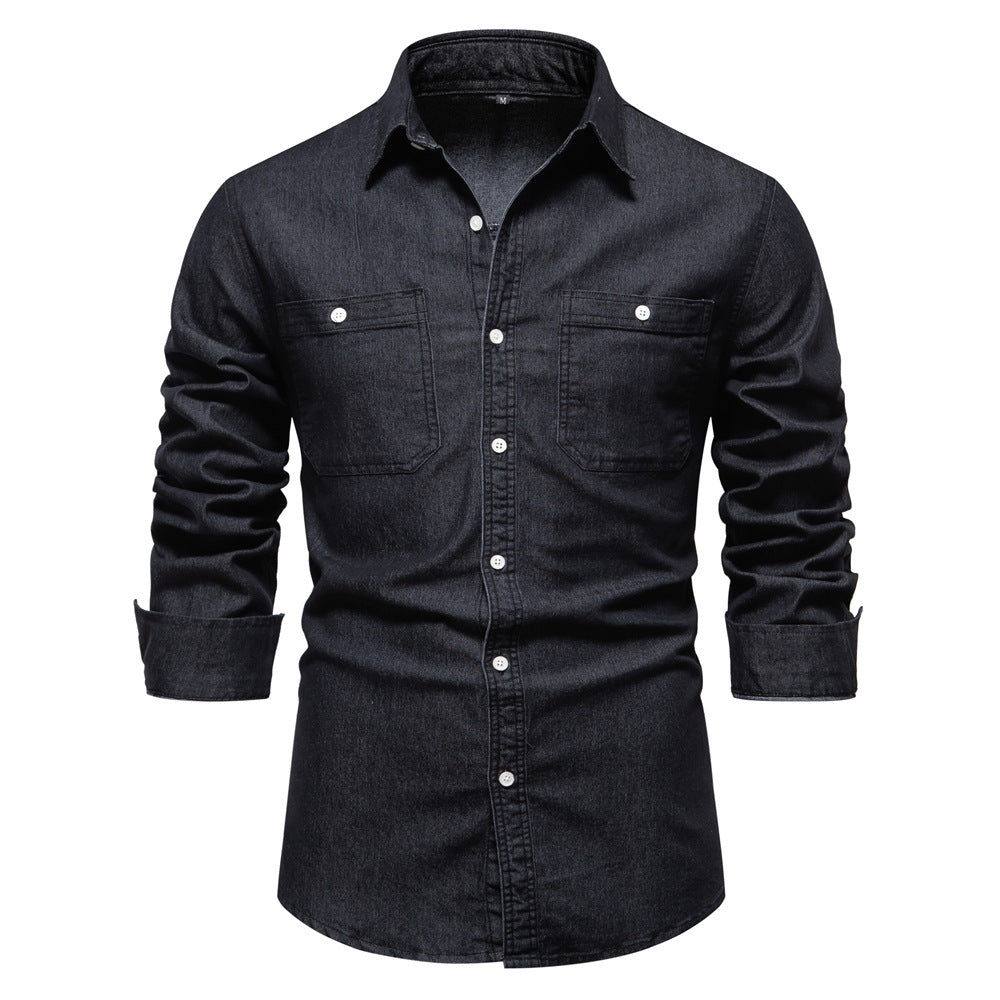 men's casual non-iron denim shirt