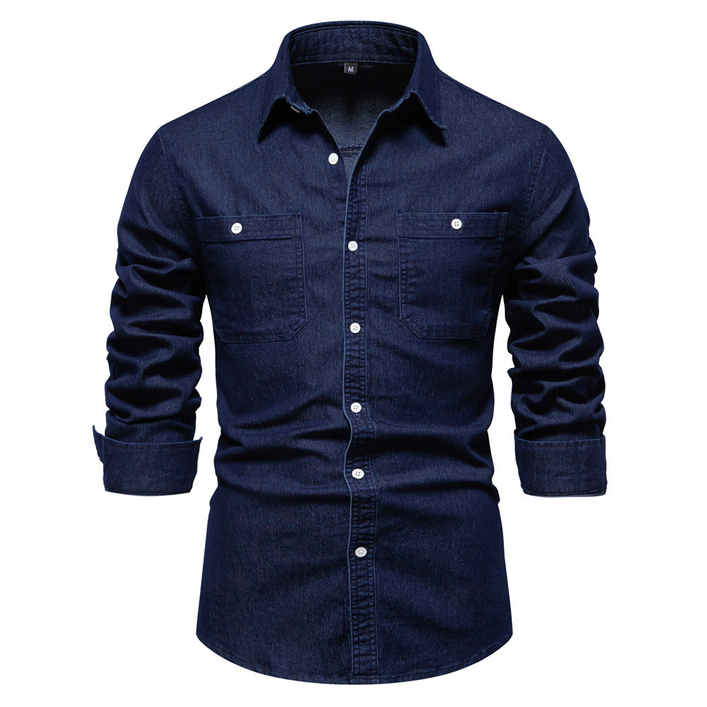 men's casual non-iron denim shirt