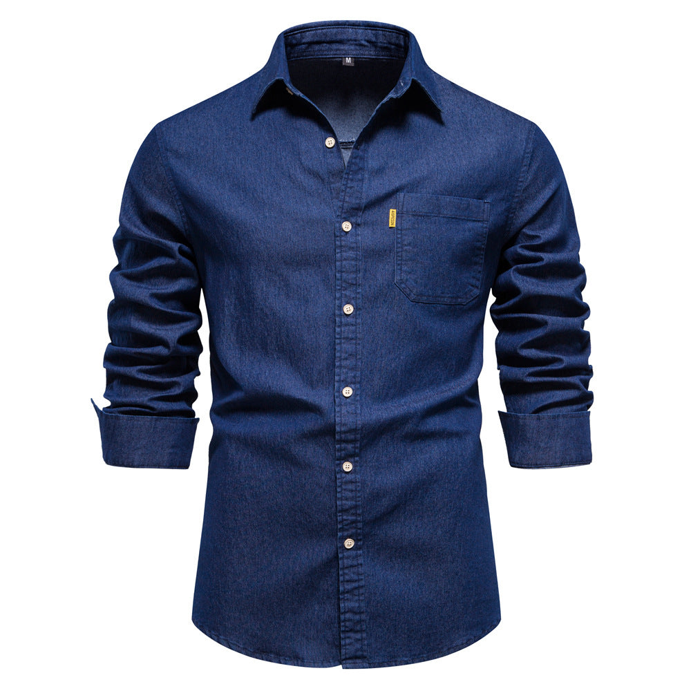 men's casual non-iron denim shirt