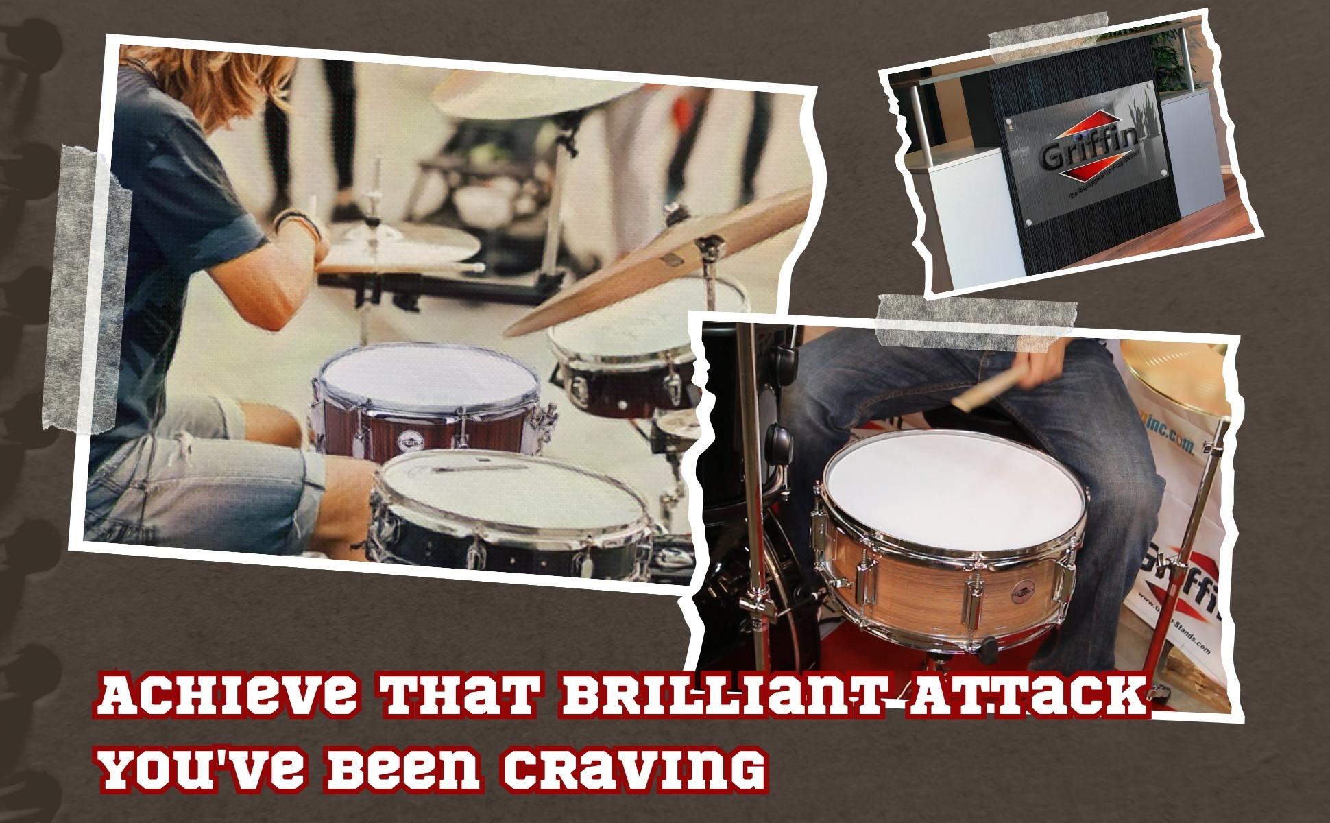 Snare Drum Set by GRIFFIN - Includes Snare Stand, 2 Pairs of Maple Drum Sticks & Drum Key | Wood Shell Drum Set, Chrome Holder Acoustic GeekStands.com