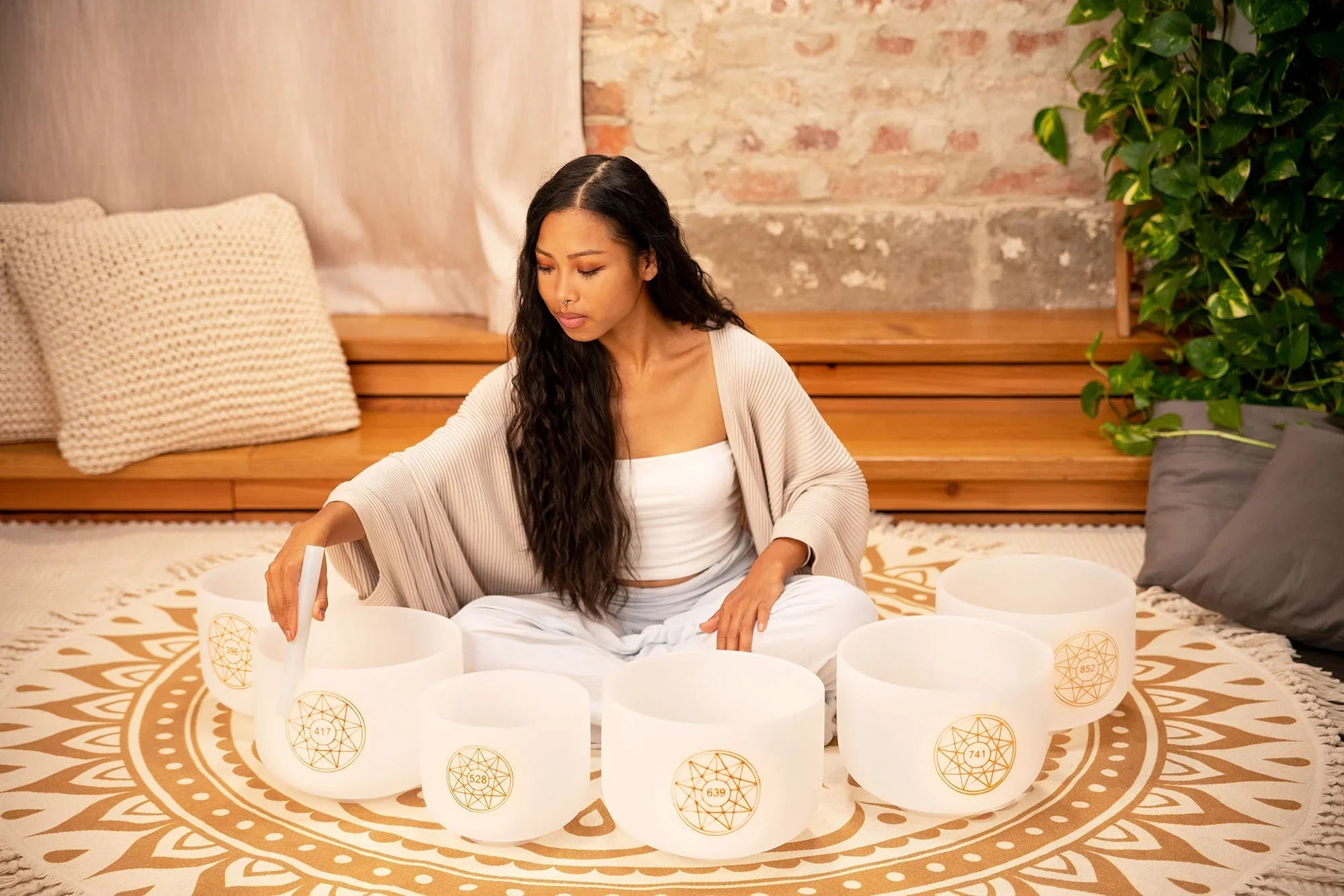6-Piece Crystal Singing Bowl Chakra Set, Solfeggio Utah Energy Healing Center