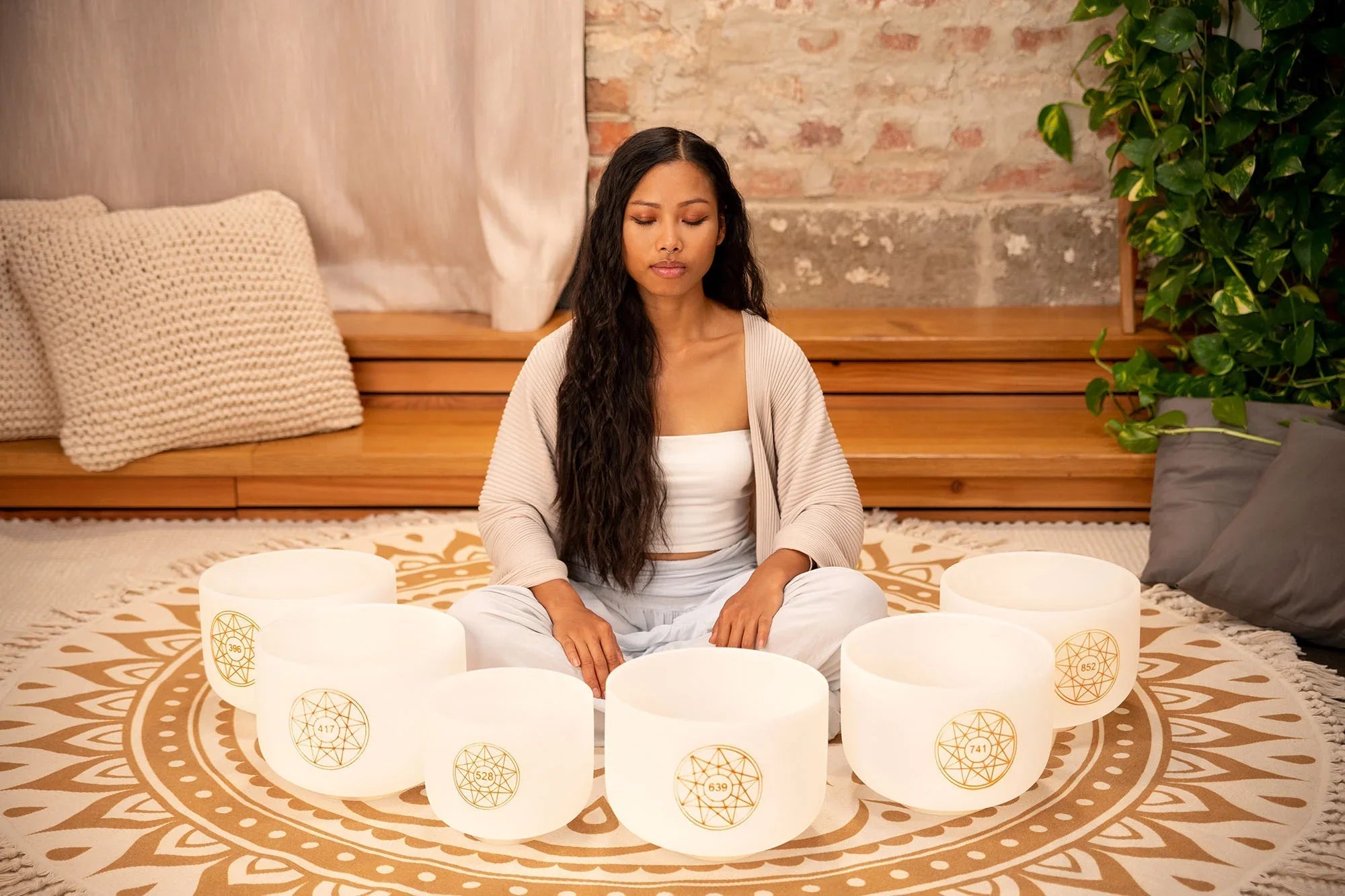 6-Piece Crystal Singing Bowl Chakra Set, Solfeggio Utah Energy Healing Center