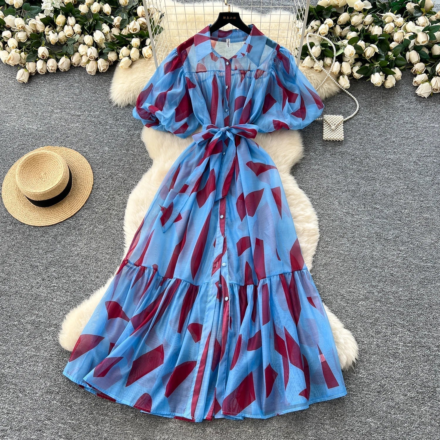 Spirited Printed Boho Sundress Boho Brown