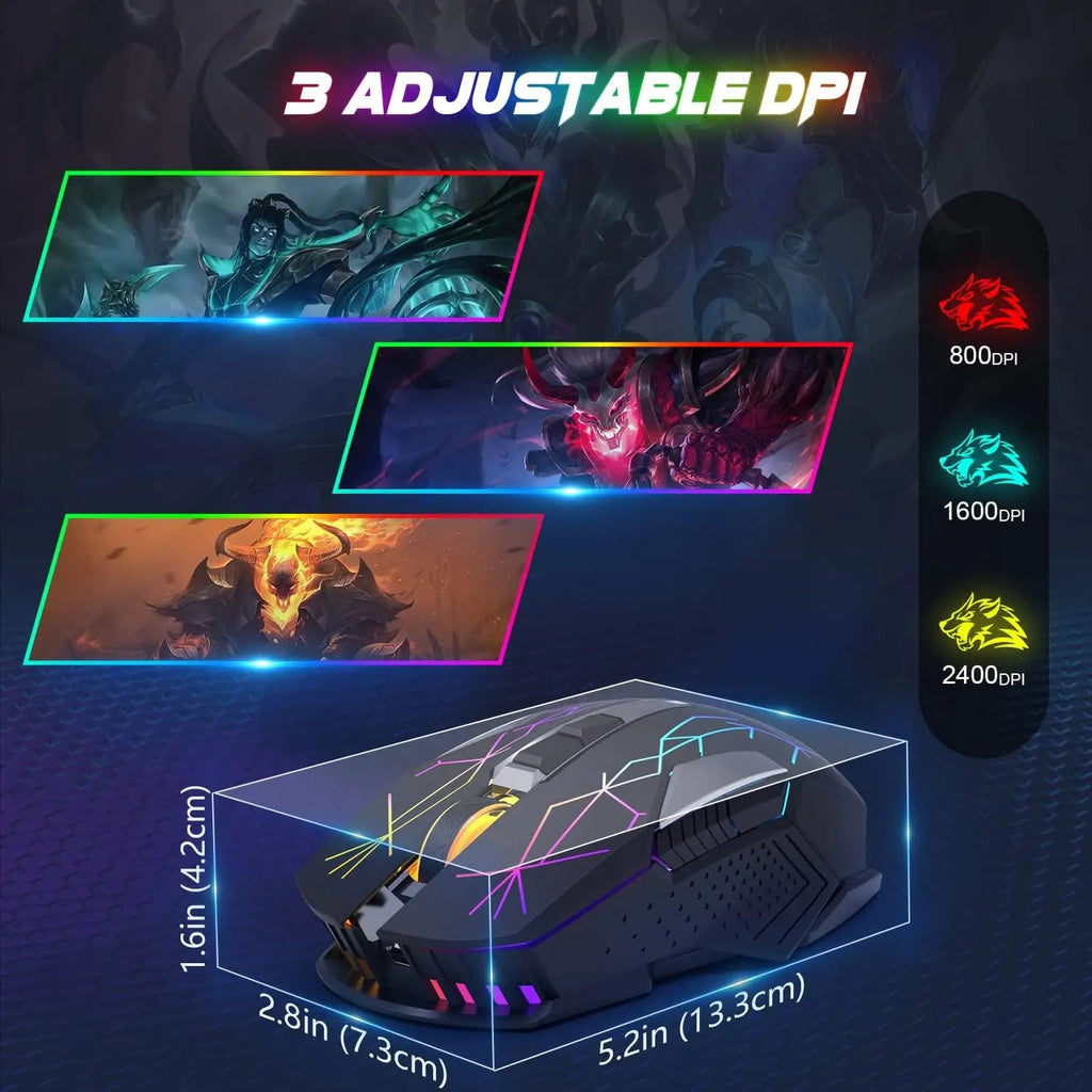 X18 Wireless Gaming Mouse 2.4G 7 RGB Electronics Den