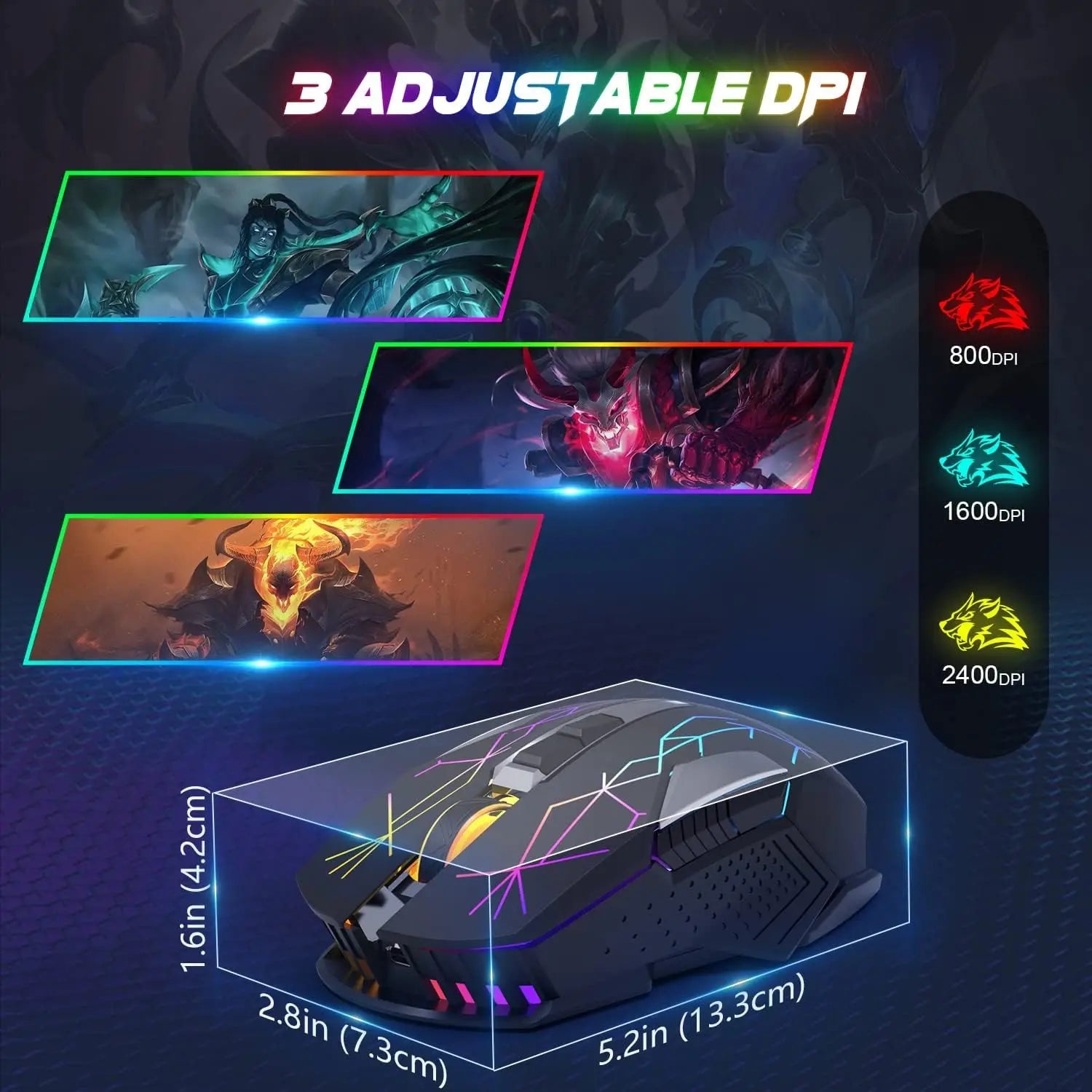 X18 Wireless Gaming Mouse 2.4G 7 RGB Electronics Den