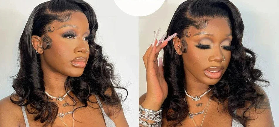 Body Wave Short Bob Wig Transparent Lace Front PrePlucked 13x4 Body Wave Lace T&L Fashions Boutique