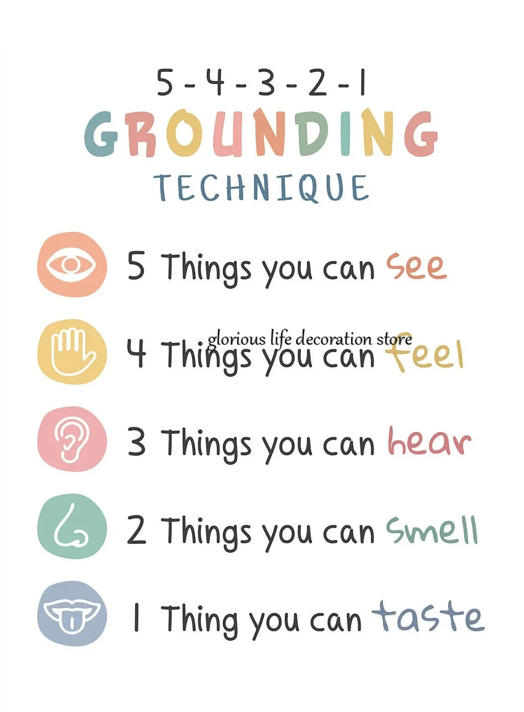 Mental Health Coping Skills Poster Poster Print Canvas Painting Wall Art Picture for School Kids Calming Corner Decor NeuroVibe Shop