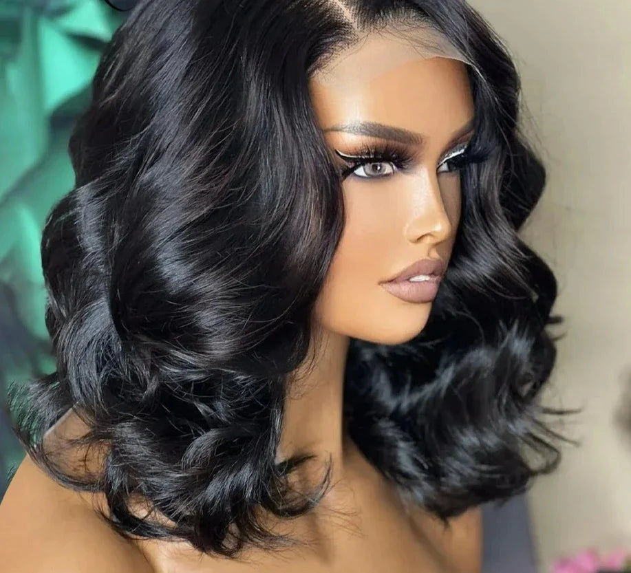 Body Wave Short Bob Wig Transparent Lace Front PrePlucked 13x4 Body Wave Lace T&L Fashions Boutique