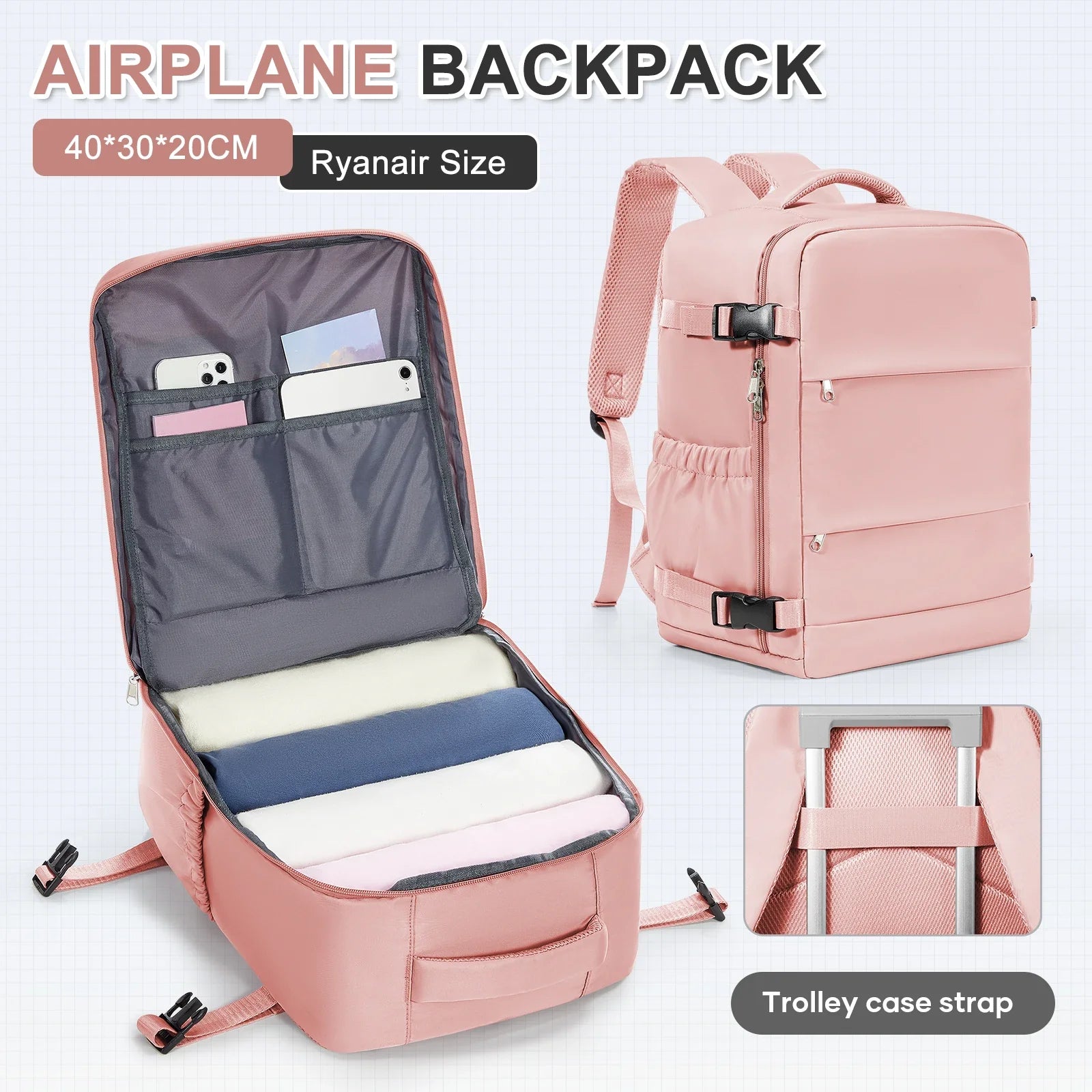 Ryanair Backpack 40x30x20 Cabin Bag Travel Backpack for Men Women Hand Luggage Leisure Laptop Backpack mochila para viaje cabina 7DAY'S