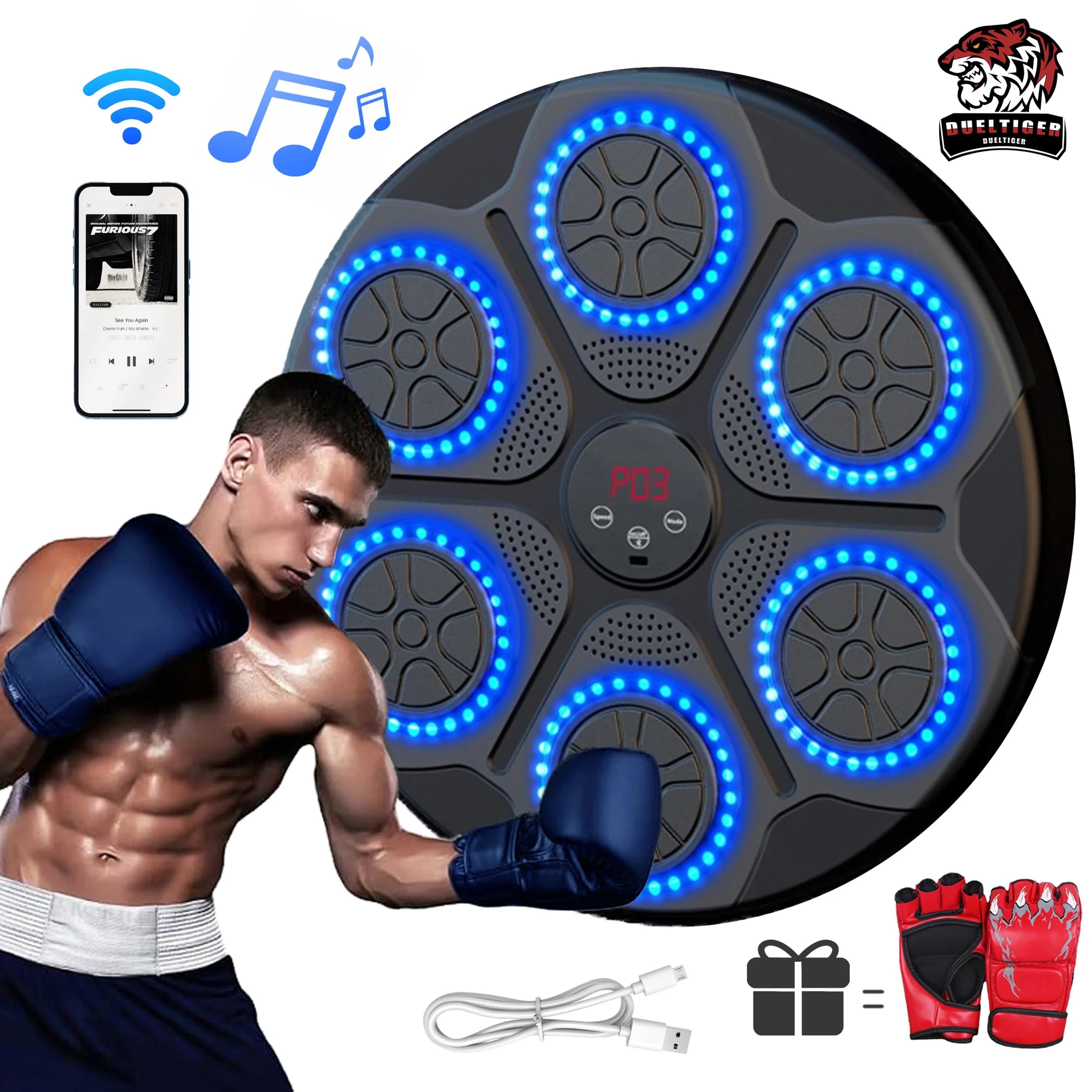Smart Bluetooth Wall-Mounted Music Boxing Target Trainer – Electronic Punching Machine for Home Gym Zorelie.co