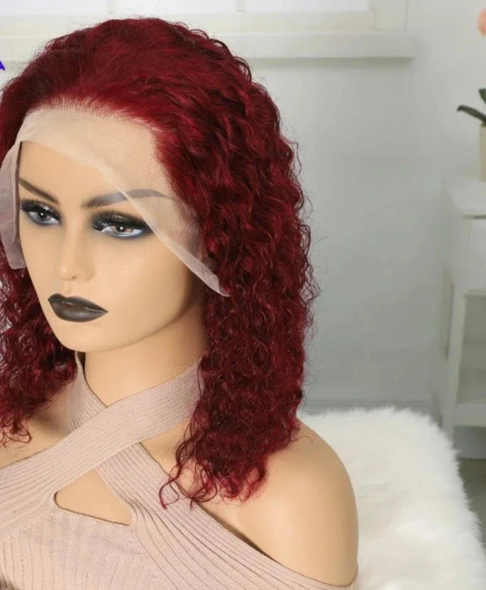 Bob Wigs Lace Front Human Hair Wigs 13x4 Burgundy Straight T&L Fashions Boutique