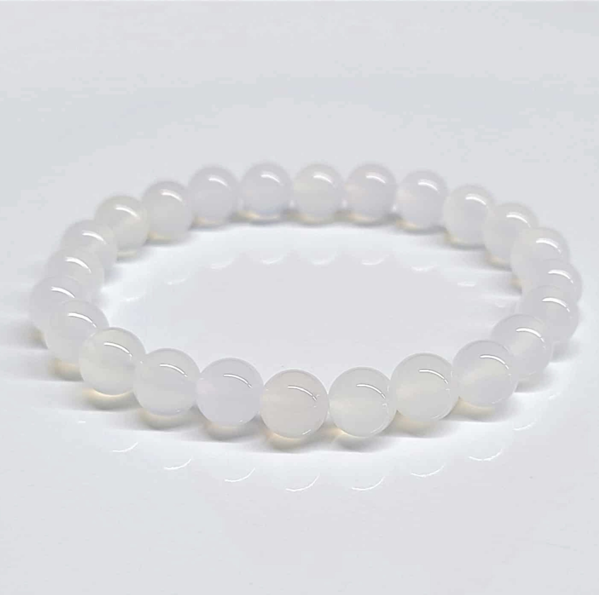 Chalcedony Round Bead Bracelet 8mm - Calming Tranquility Sacred Crystals