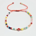 Protection Bracelet - Red String Evil Eye w/ Faceted Beads Sacred Crystals