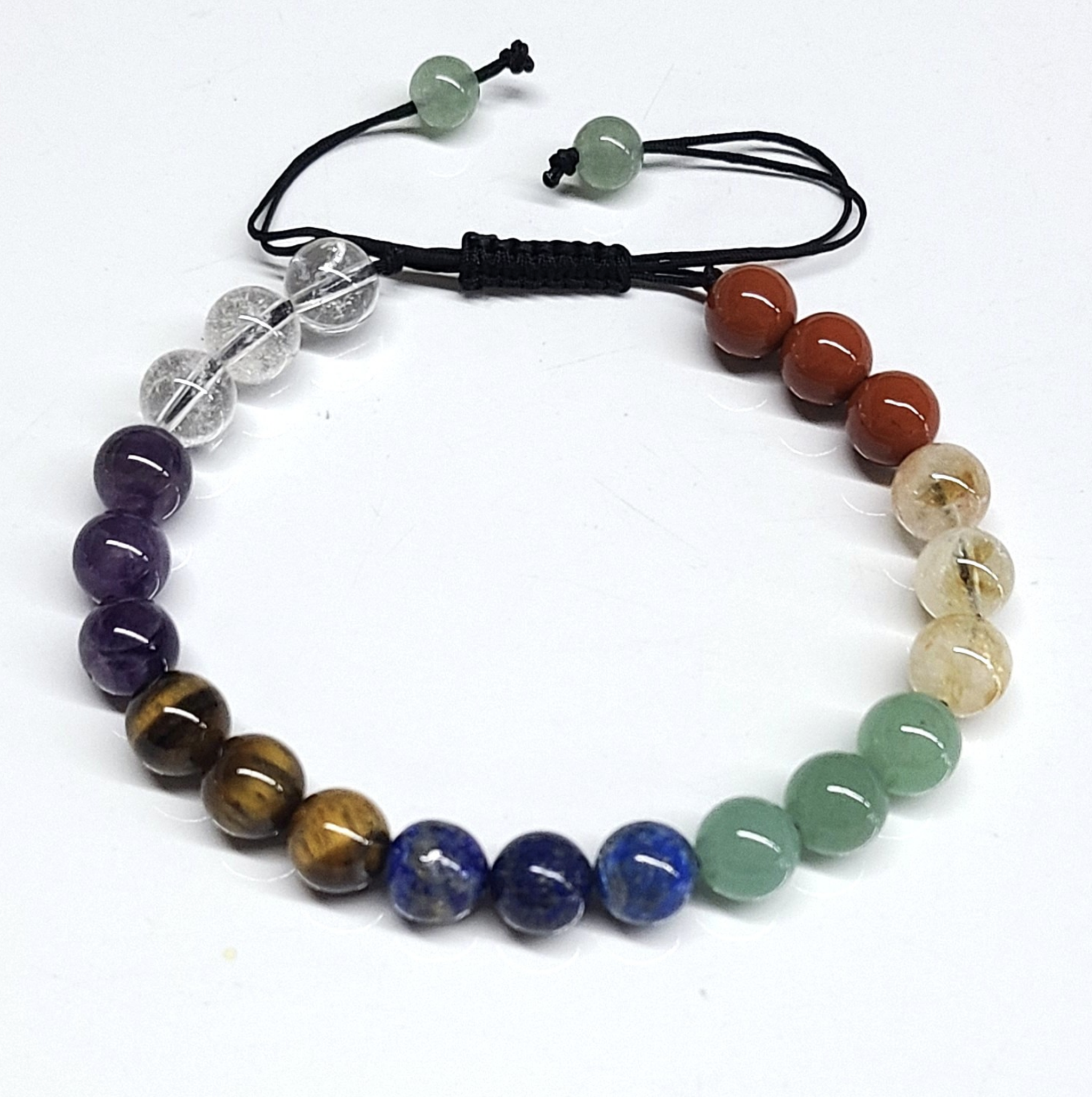 Chakra Adjustable Round Bead Bracelet 8mm - Pride Power Sacred Crystals
