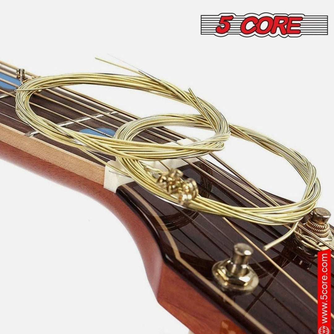 *5 Core Acoustic Guitar Strings Brass Heavy Duty Extra Light (.010–.048) High Carbon Steel Core Bright & Powerful Tone 6 String Set for All Acoustic Guitars - GS AC MindFreakArtistry
