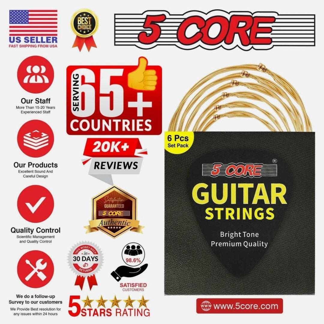 *5 Core Acoustic Guitar Strings Brass Heavy Duty Extra Light (.010–.048) High Carbon Steel Core Bright & Powerful Tone 6 String Set for All Acoustic Guitars - GS AC MindFreakArtistry