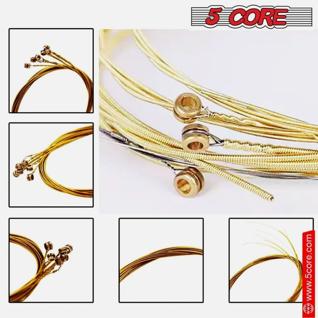 *5 Core Acoustic Guitar Strings Brass Heavy Duty Extra Light (.010–.048) High Carbon Steel Core Bright & Powerful Tone 6 String Set for All Acoustic Guitars - GS AC MindFreakArtistry