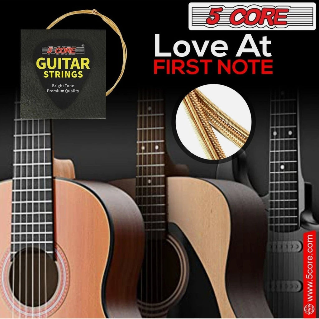 *5 Core Acoustic Guitar Strings Brass Heavy Duty Extra Light (.010–.048) High Carbon Steel Core Bright & Powerful Tone 6 String Set for All Acoustic Guitars - GS AC MindFreakArtistry
