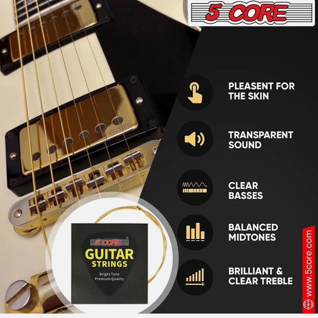 *5 Core Acoustic Guitar Strings Brass Heavy Duty Extra Light (.010–.048) High Carbon Steel Core Bright & Powerful Tone 6 String Set for All Acoustic Guitars - GS AC MindFreakArtistry
