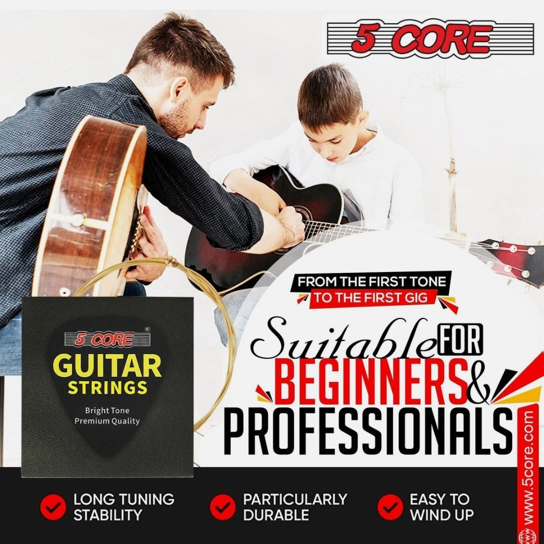 *5 Core Acoustic Guitar Strings Brass Heavy Duty Extra Light (.010–.048) High Carbon Steel Core Bright & Powerful Tone 6 String Set for All Acoustic Guitars - GS AC MindFreakArtistry