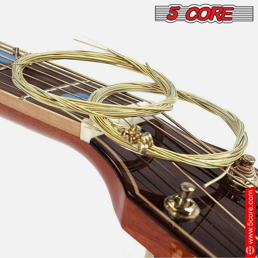 *5 Core Acoustic Guitar Strings Brass Heavy Duty Extra Light (.010–.048) High Carbon Steel Core Bright & Powerful Tone 6 String Set for All Acoustic Guitars - GS AC MindFreakArtistry
