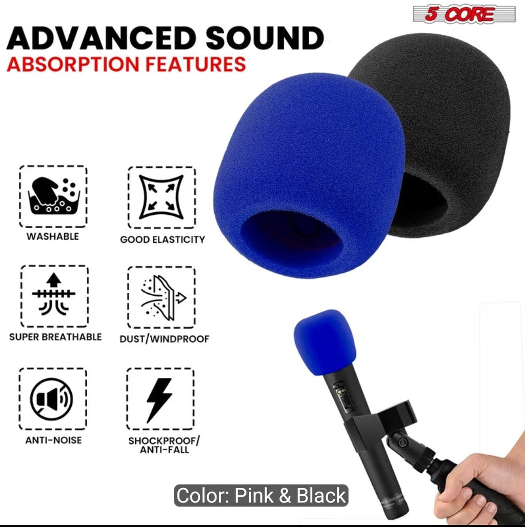 5Core Microphone Covers - 2pc - set of two - black and blue