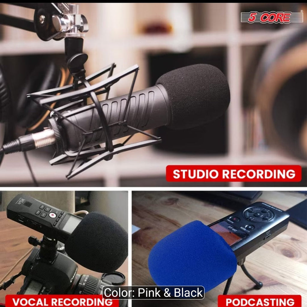 5Core Microphone Covers - 2pc - set of two - black and blue