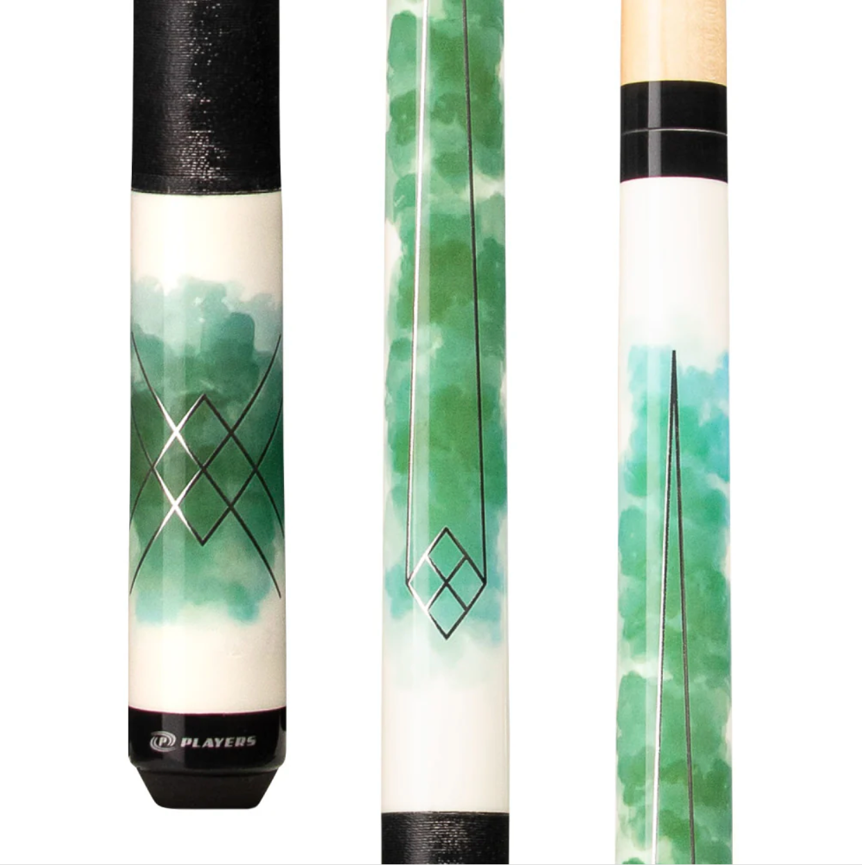 Players Green Watercolor Cue with Black Linen Wrap C.P.Dean Company