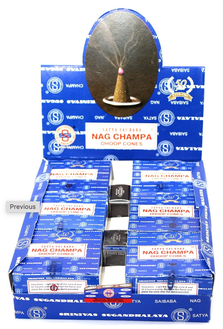 Incense Cones - Nag Champa Dhoop Cones - Satya Sai Baba Sacred Crystals