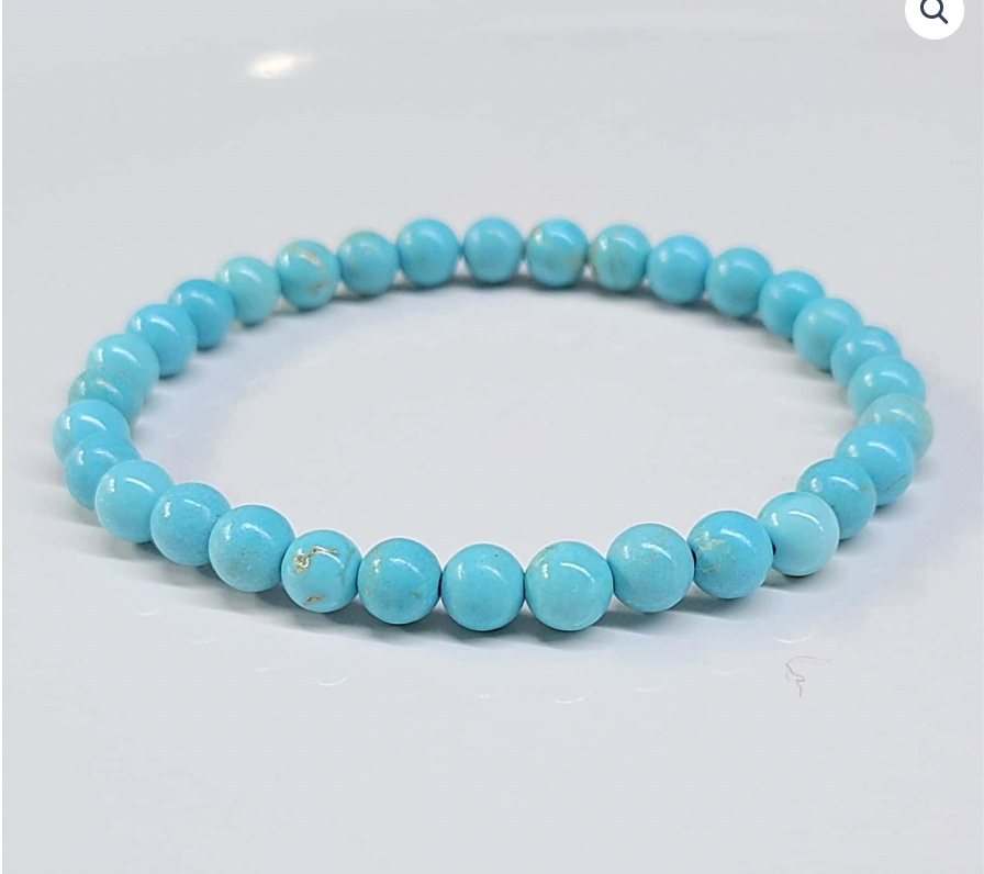Blue Howlite Round Bead Bracelet - Anger Dissipation Sacred Crystals