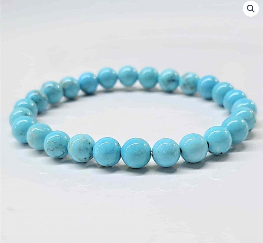 Blue Howlite Round Bead Bracelet - Anger Dissipation Sacred Crystals