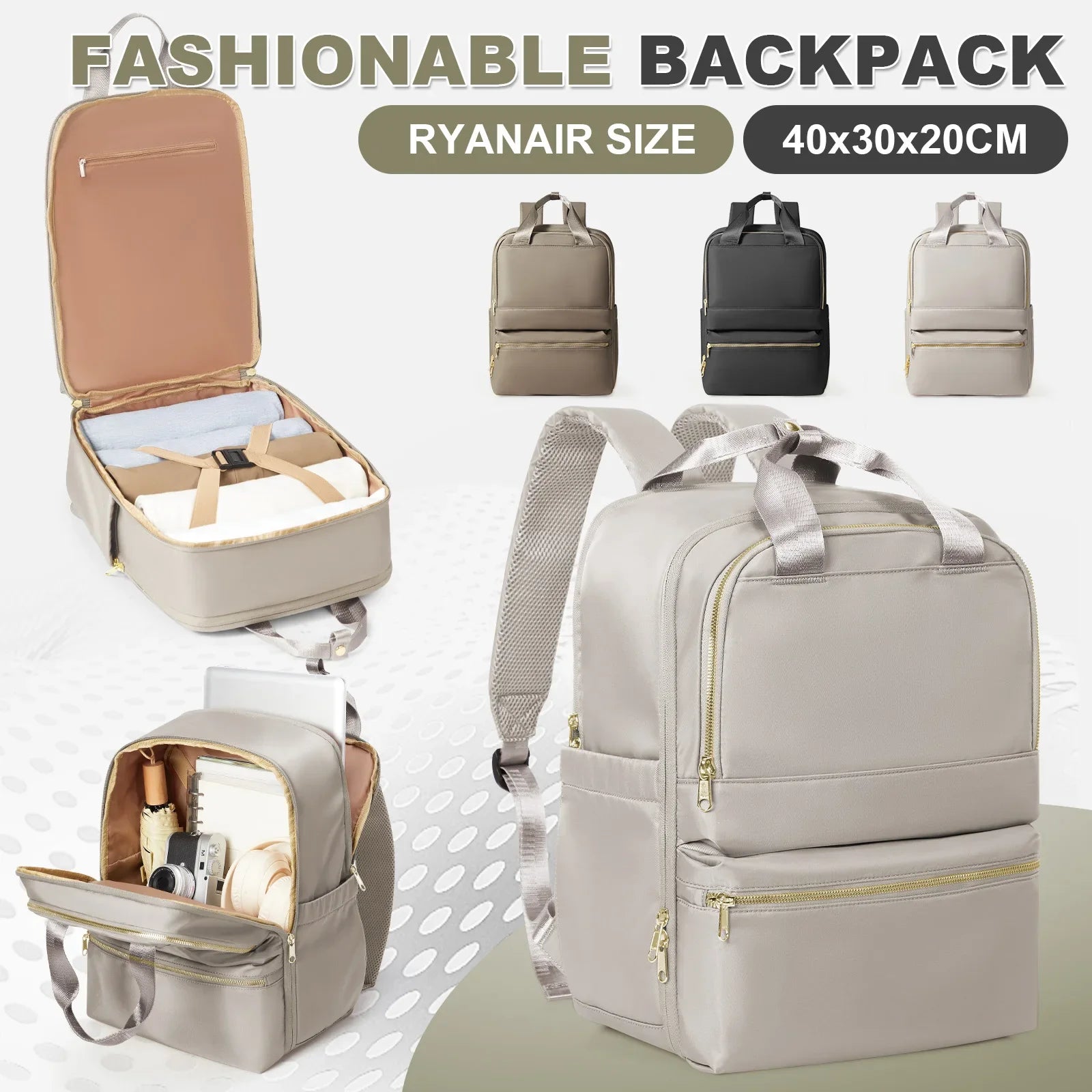Ryanair 40x30x20 Travel Backpack, Double-Shoulder Bag, Fashionable Schoolbag, Girl College Backpack, Women's Executive Backpack 7DAY'S