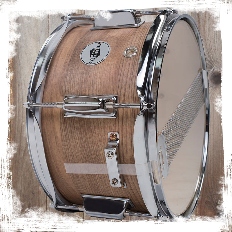 Popcorn Soprano Snare Drum by GRIFFIN - Acoustic Firecracker 10"x6" Poplar Wood Shell with Oakwood PVC - Mini Concert Marching Percussion Instrument GeekStands.com