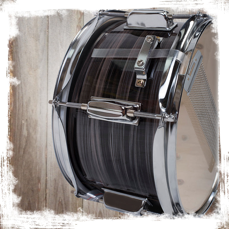 Popcorn Snare Drum by GRIFFIN - Firecracker Acoustic 10" x 6" Poplar Shell with Zebra Wood PVC - Soprano Mini Concert Marching Percussion Instrument GeekStands.com