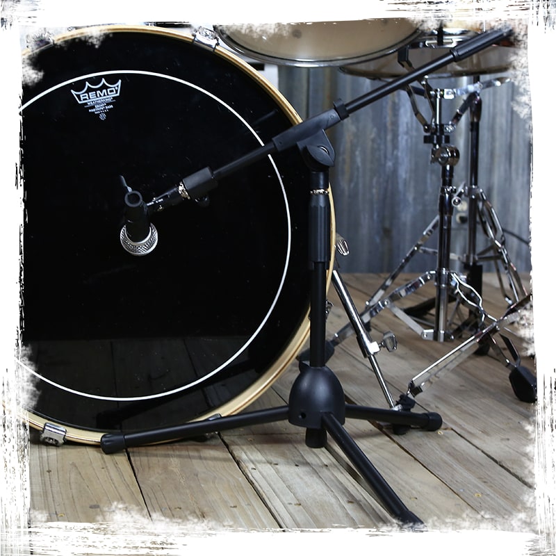 Low-Profile Microphone Stand (2 PACK) by GRIFFIN - Short Tripod Mic Stand Mount with Boom Arm for Kick Bass Drum, Studio Desktop Recording, Singing & Guitar Amplifiers - Small Height Telescoping Holder GeekStands.com