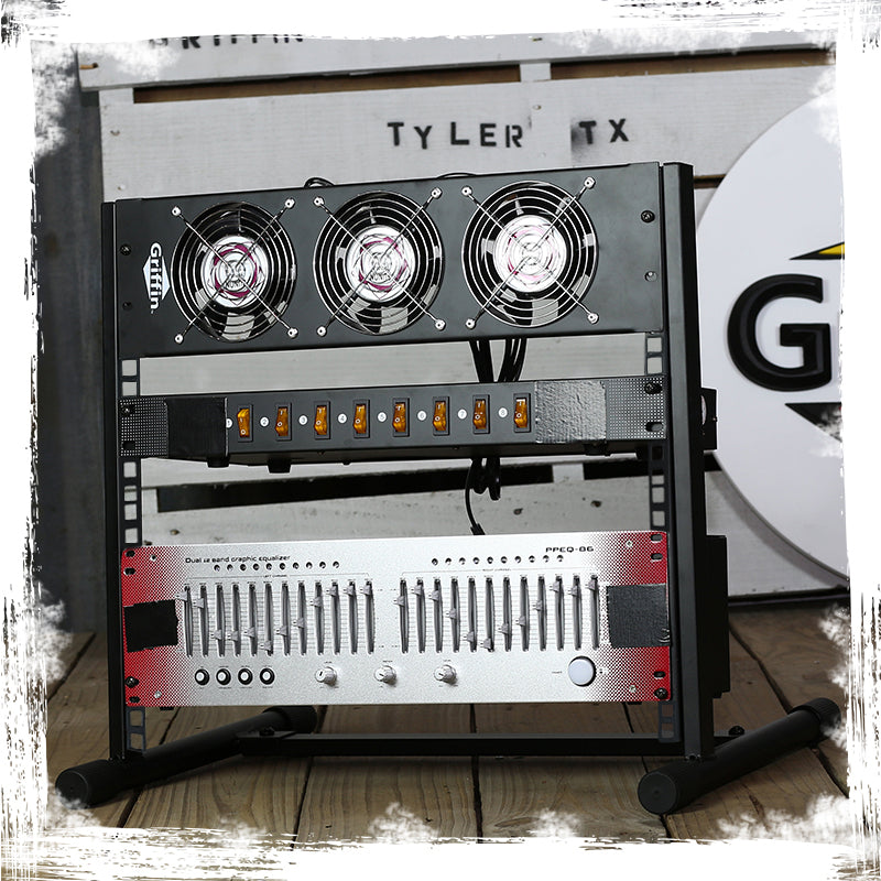 Rack Mount Stand with 10 Spaces by GRIFFIN - Music Studio Recording Equipment Sound Mixer Standing Case & 20 Screws - RackMount Pro Audio Network Amp GeekStands.com