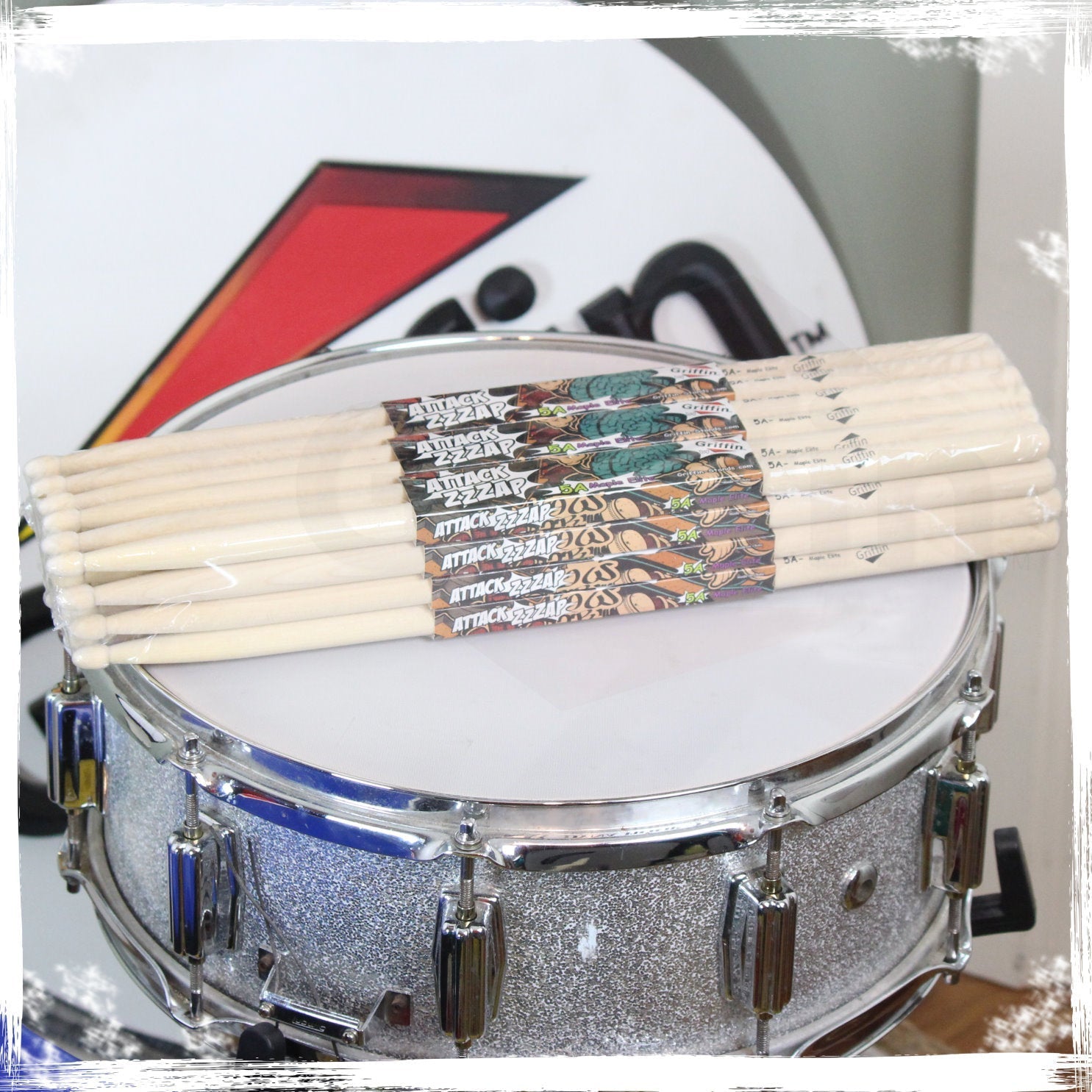12 Pairs of Select Elite Maple Wood Drum Sticks by GRIFFIN Attack Zzzap - Size 5A Premium Balanced, Level and Straight - Drummers Percussion Classic GeekStands.com