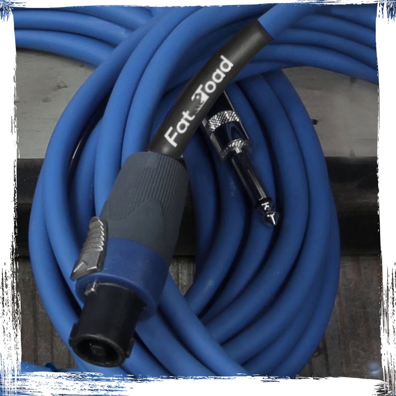 Speakon to 1/4" Male Cables (2 Pack) by FAT TOAD - 25 ft Professional Pro Audio Blue DJ Speaker PA Cord with Twist Lock Connector - 12 AWG Wire GeekStands.com