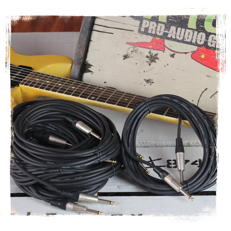 Guitar Cords (6 Pack) Instrument Cable by FAT TOAD | 20FT Wires 1/4 Inch Gold Straight-End for Electric, Acoustic, Bass, Keyboards, Speakers, Sound AMP & Music Recording Studio | Shielded 24 AWG Patch GeekStands.com