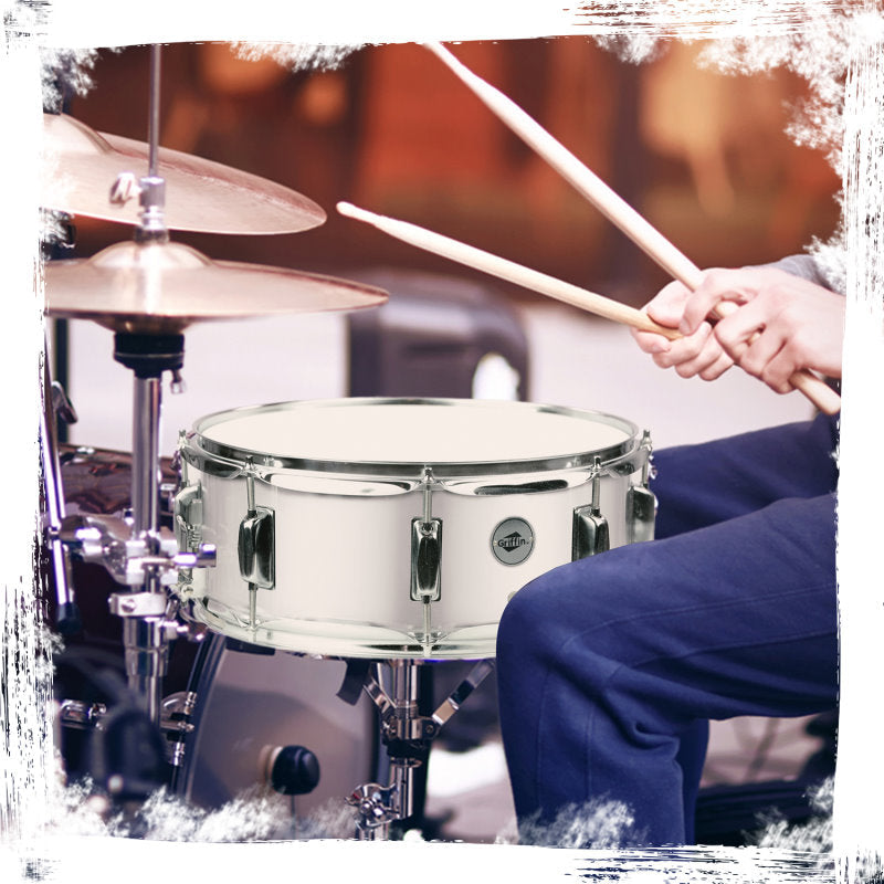 Metal Snare Drum by GRIFFIN | 14" x 5.5" inch Steel Chrome Shell | 8 Tuning Lugs & Snare Throw Off Strainer Set | Musical Instrument Kit & Drummers Key | Marching Percussion Hardware & Drum White Head GeekStands.com