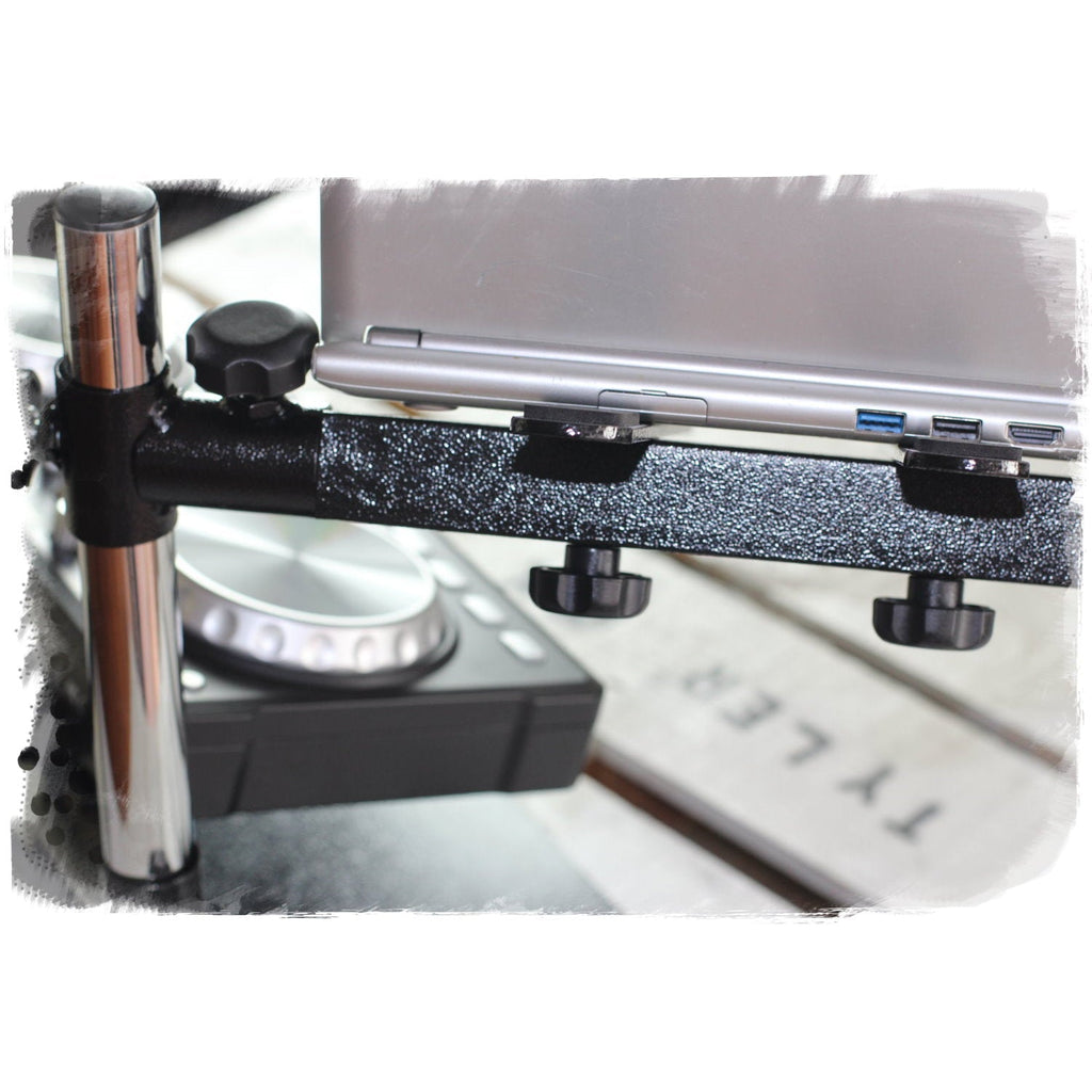 Double DJ Laptop Stand by FAT TOAD | 2 Tier PC Table Holder | Portable Computer Clamp Equipment Rack with Support Mounts for Music Studio Mixers, Controllers, Monitors, & Disc Jockey Booth Gear GeekStands.com