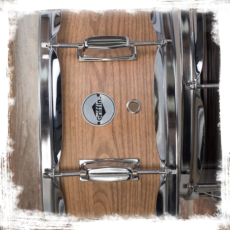 Oak Wood Snare Drum by GRIFFIN - PVC on Poplar Wood Shell 14" x 5.5" - Percussion Musical Instrument with Drummers Key for Students & Professionals GeekStands.com