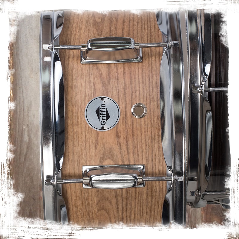 Oak Wood Snare Drum by GRIFFIN | PVC on Poplar Wood Shell 14" x 5.5" | Percussion Musical Instrument with Drummers Key for Students & Professionals|8 Tuning Lugs & Deluxe Snare Strainer GeekStands.com