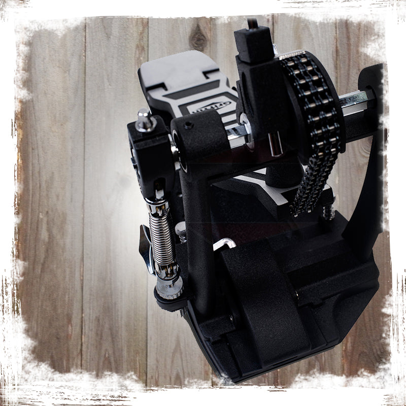 Single Kick Bass Drum Pedal by GRIFFIN - Deluxe Double Chain Foot Percussion Hardware for Intense Play - 4 Sided Beater & Adjustable Power Cam System GeekStands.com