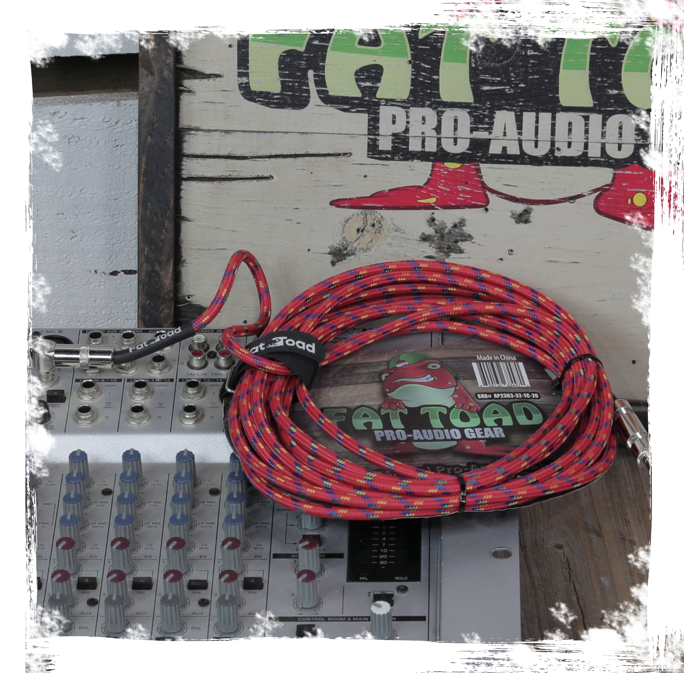 Guitar Cables (2 Pack) Right Angle to Straight-End Instrument Cord Tweed Cloth Jacket by FAT TOAD - Braided Woven 20 FT 1/4 Inch Gold Jack TS GeekStands.com
