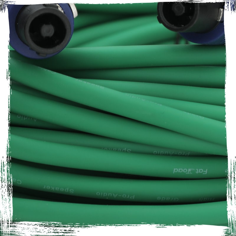 Speakon to Speakon Cables (2 Pack) by FAT TOAD - 50ft Professional Pro Audio Green Speaker PA Cord with Twist Lock Connector - 12 AWG Wire for Studio GeekStands.com