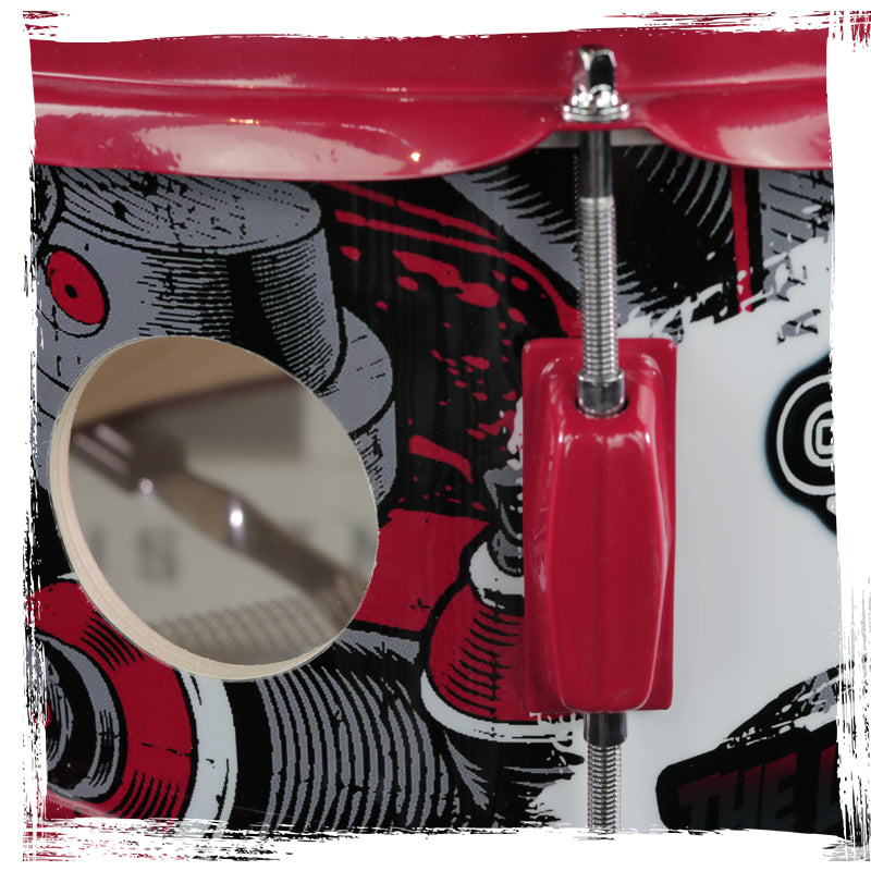 GRIFFIN Snare Drum Birch Wood Shell 14 X 6.5 Inch - Oversize 2.5" Large Vents & Custom Graphic Wrap (Limited Edition) - Red Hardware, 8 Tuning Lugs GeekStands.com
