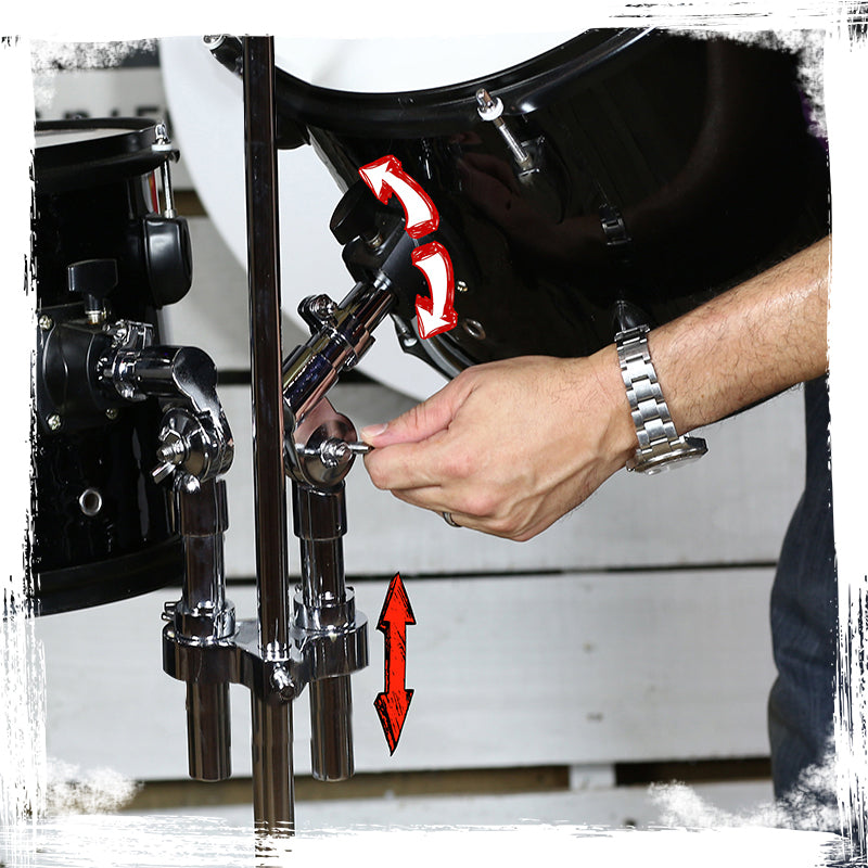 Double Tom Drum Stand with Cymbal Arm by GRIFFIN - Drummers Percussion Set Hardware with Dual Drum Mounts - Tom Holder with Double Braced Legs GeekStands.com