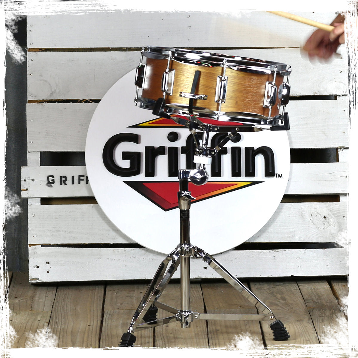 GRIFFIN Deluxe Snare Drum Stand - Percussion Hardware Kit with Key - Double Braced Medium Weight Mount for Snares, Tom Drums & Adjustable Practice Pad GeekStands.com